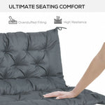 2 Seater Garden Bench Cushion Outdoor Seat Pad with Ties Dark Grey